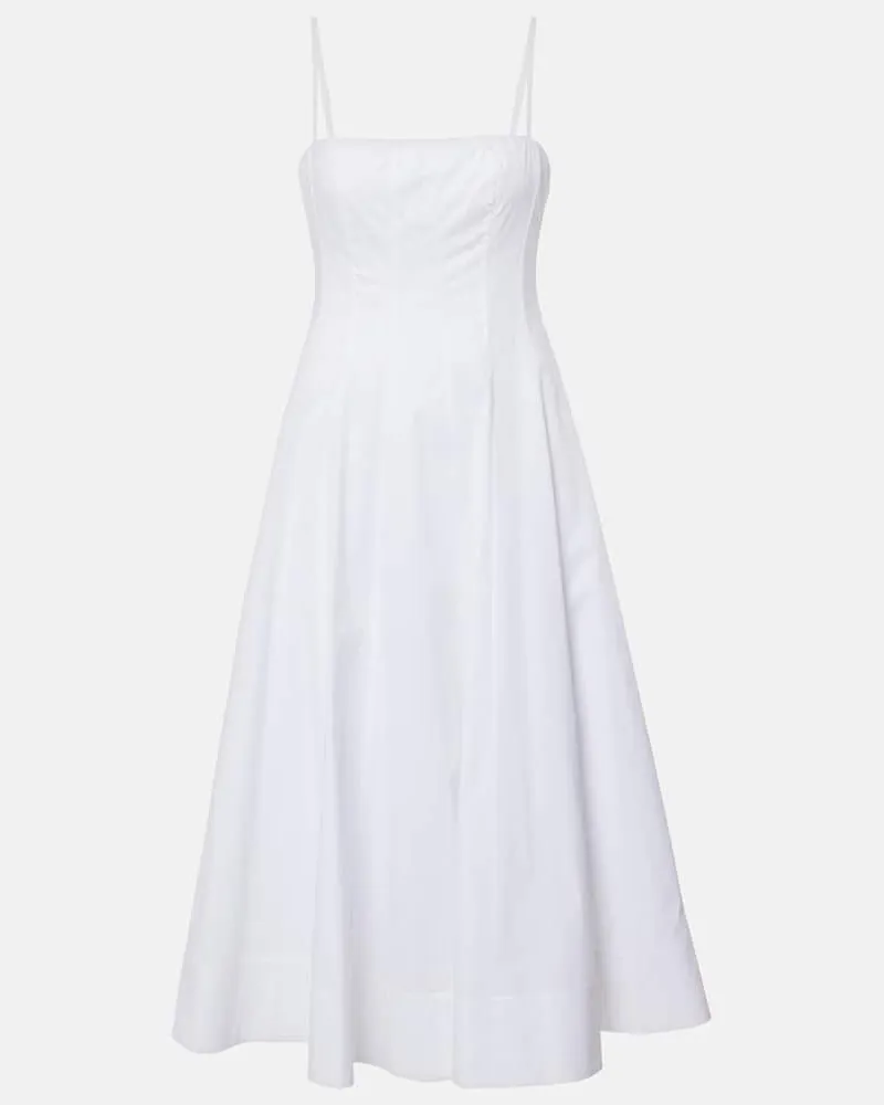 STAUD Midikleid Wylie aus Baumwolle Weiß