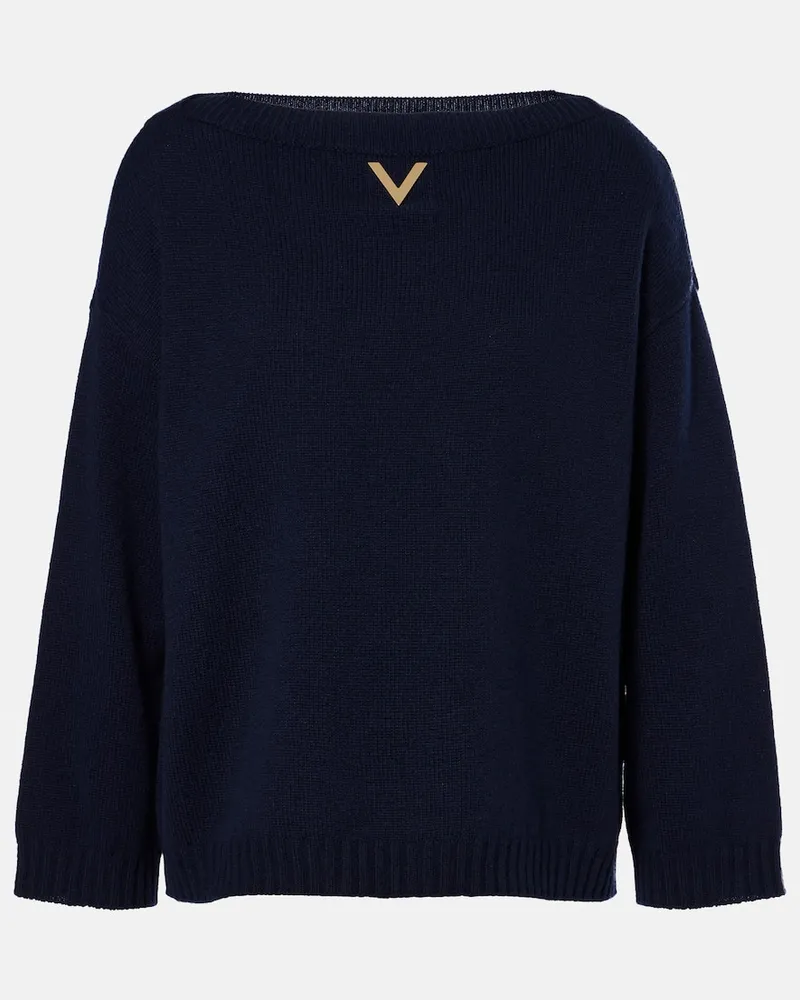 Valentino Garavani Pullover VGold aus Kaschmir Blau