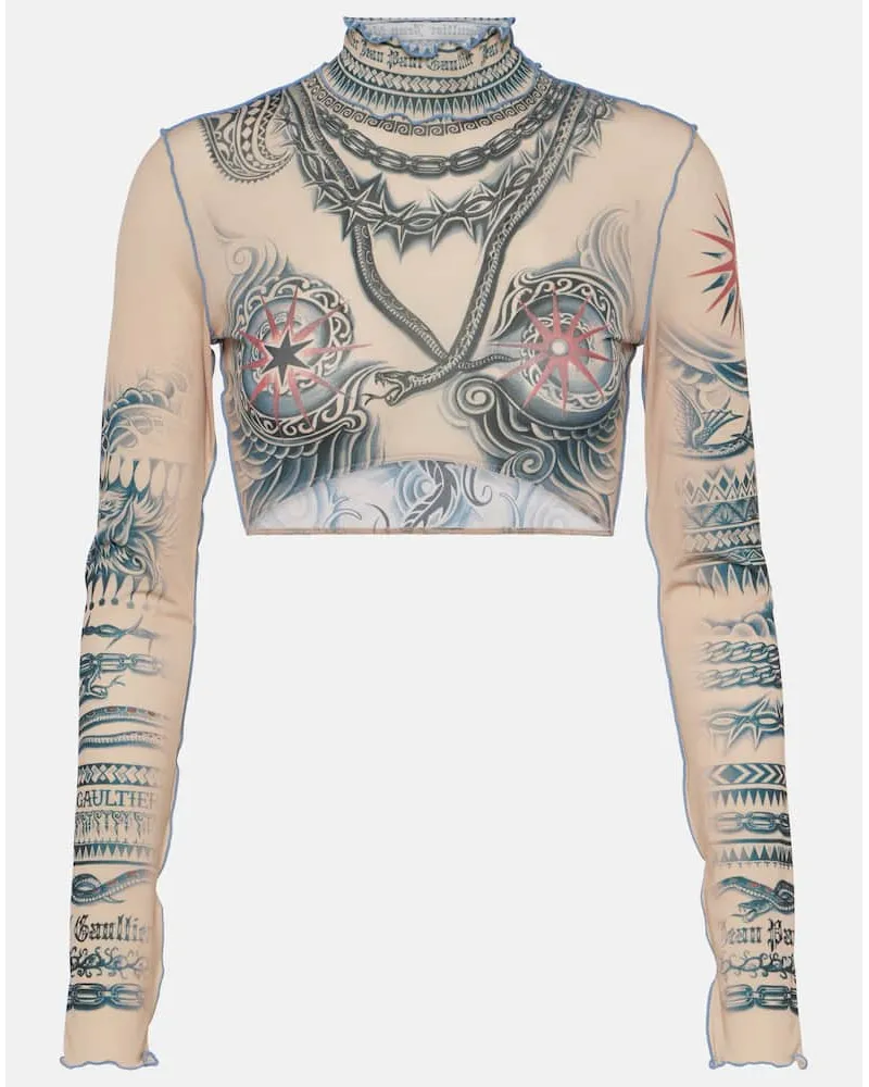 Jean Paul Gaultier Tattoo Collection Cropped-Top Multicolor