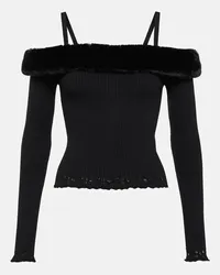 Blumarine Top mit Faux Fur Schwarz