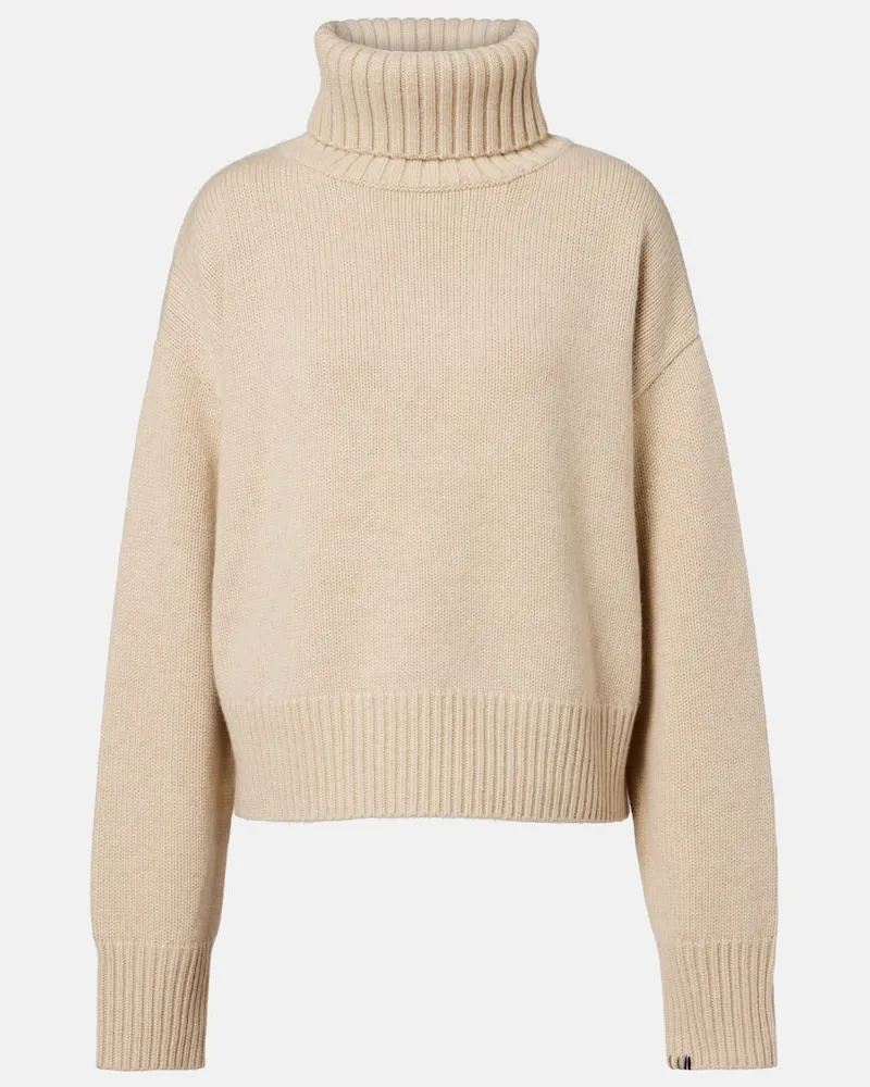 extreme cashmere Rollkragenpullover N°434 Crop Xtra aus Kaschmir Beige