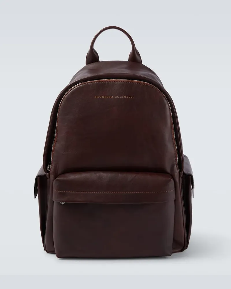 Brunello Cucinelli Rucksack aus Leder Burgund