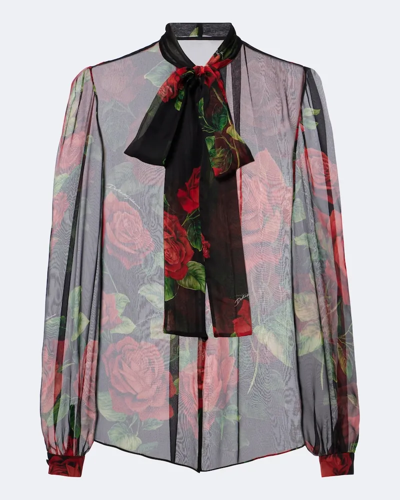 Dolce & Gabbana Schluppenbluse aus Seidenchiffon Schwarz