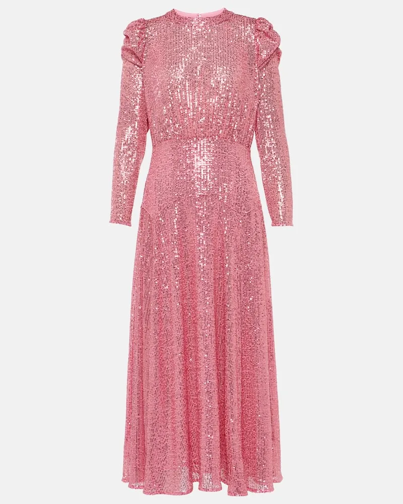 RIXO Midikleid Cerise mit Pailletten Rosa