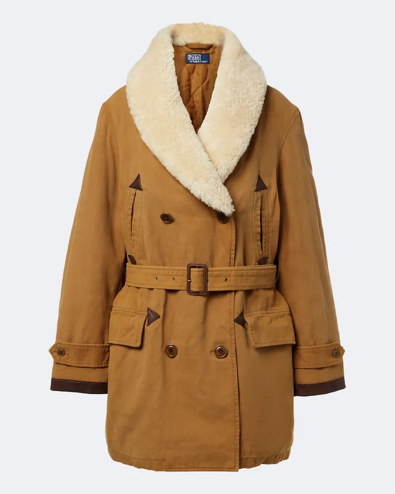 Ralph Lauren Mantel aus Baumwolle mit Shearling Braun