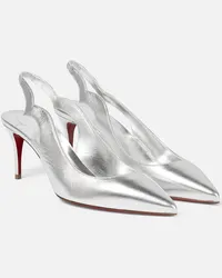 Christian Louboutin Slingback-Pumps aus Metallic-Leder Silber