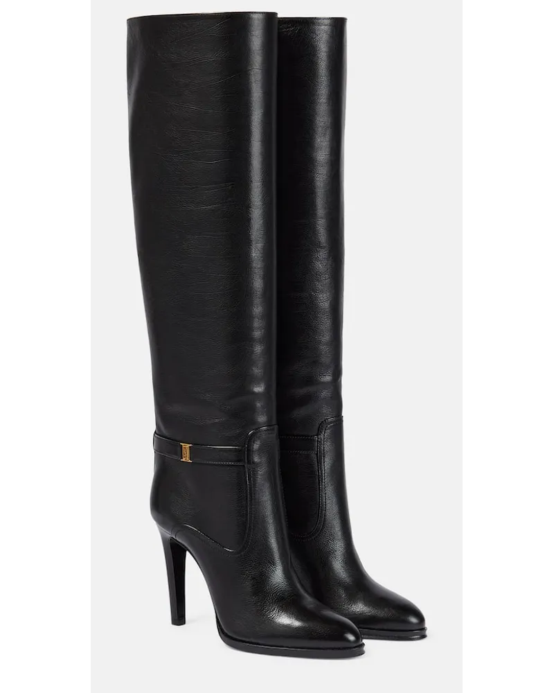 Saint Laurent Stiefel Diane 105 aus Leder Schwarz