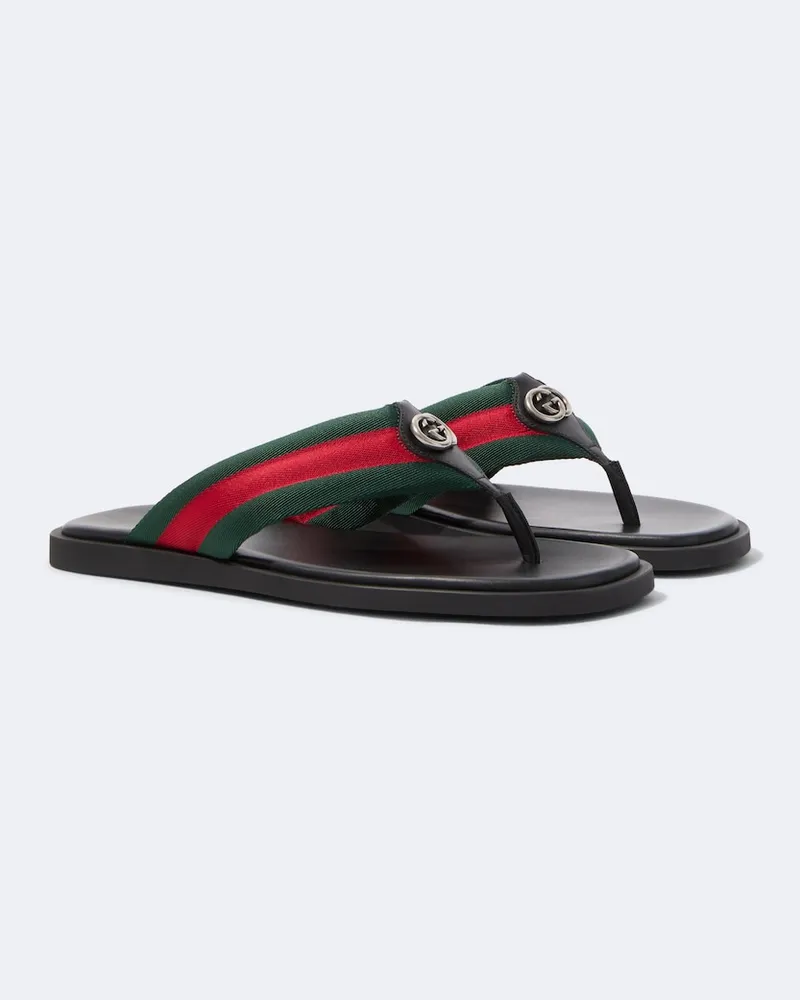 Gucci Sandalen GG Web Stripe Grün