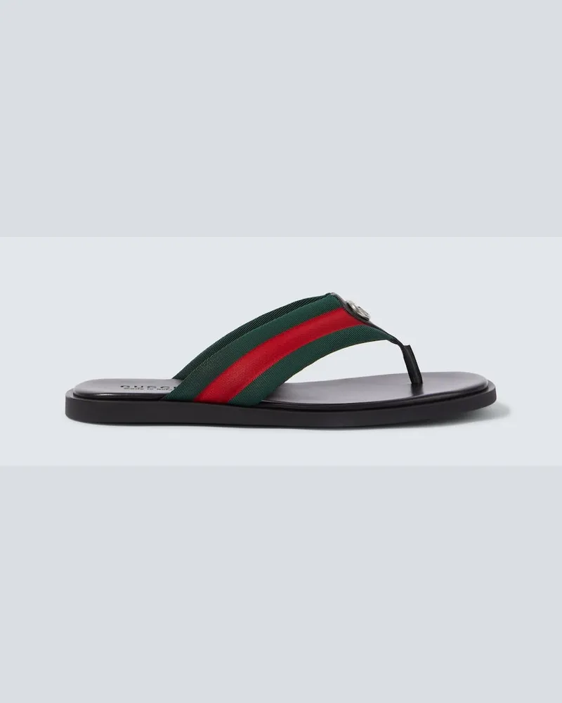 Gucci Sandalen GG Web Stripe Grün