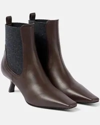 Brunello Cucinelli Verzierte Chelsea Boots aus Leder Braun