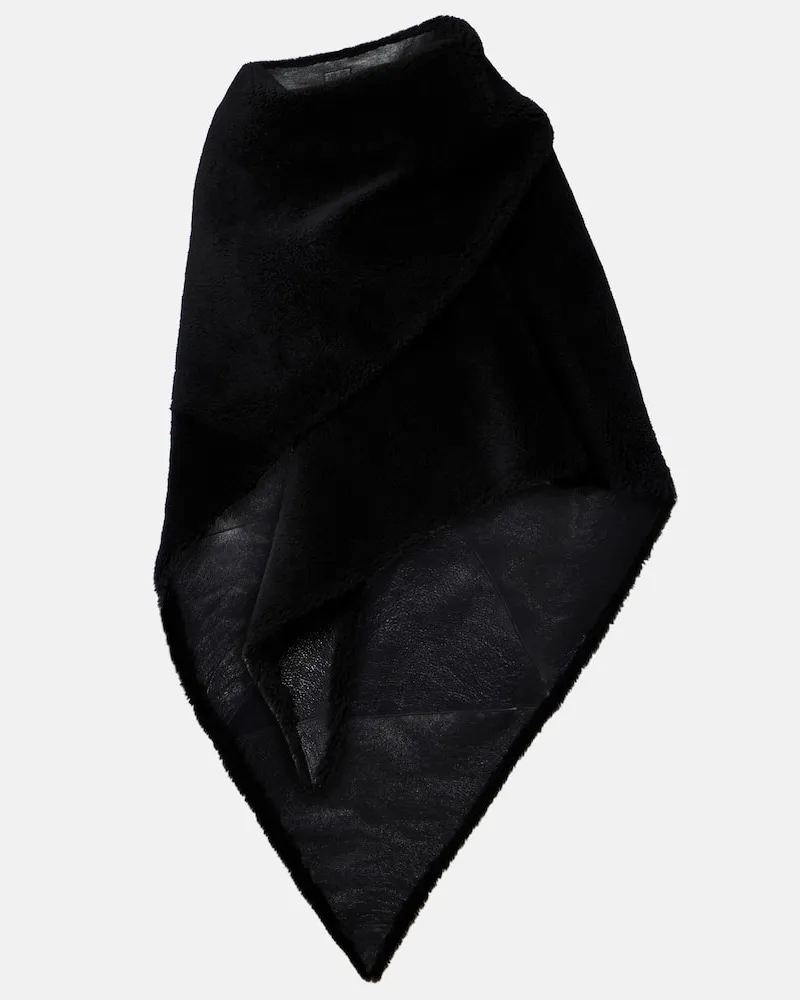 Balenciaga Schal aus Leder mit Shearling Schwarz