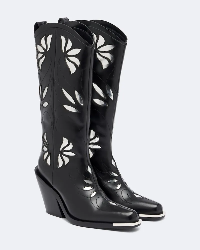 Paco Rabanne Cowboystiefel aus Leder Schwarz