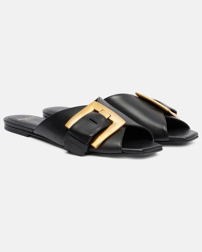 Balmain Pantoletten Anthem 15 aus Leder Schwarz