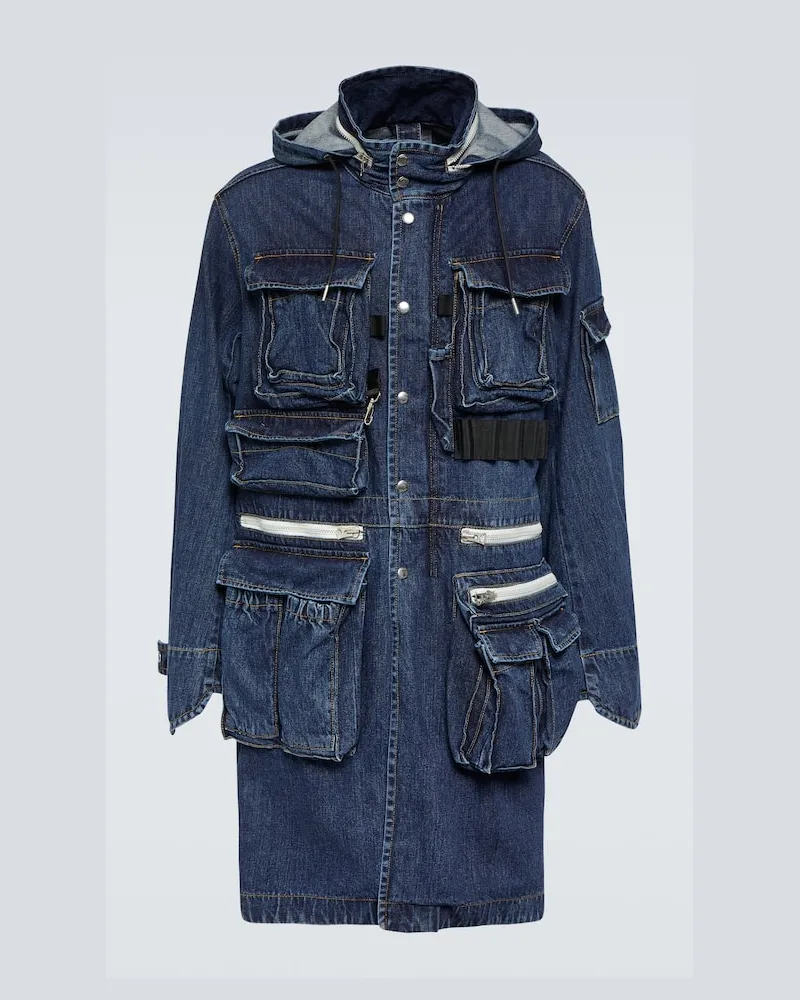 Sacai Parka aus Denim Blau