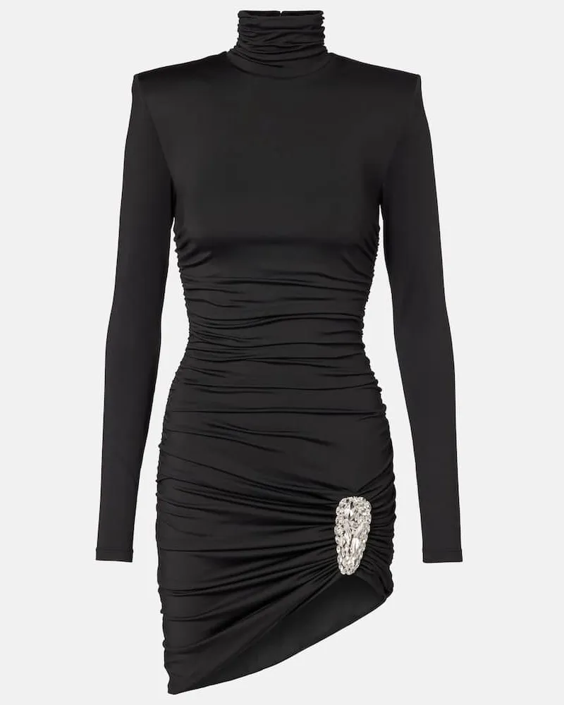 Area Minikleid aus Jersey mit Kristallen Schwarz