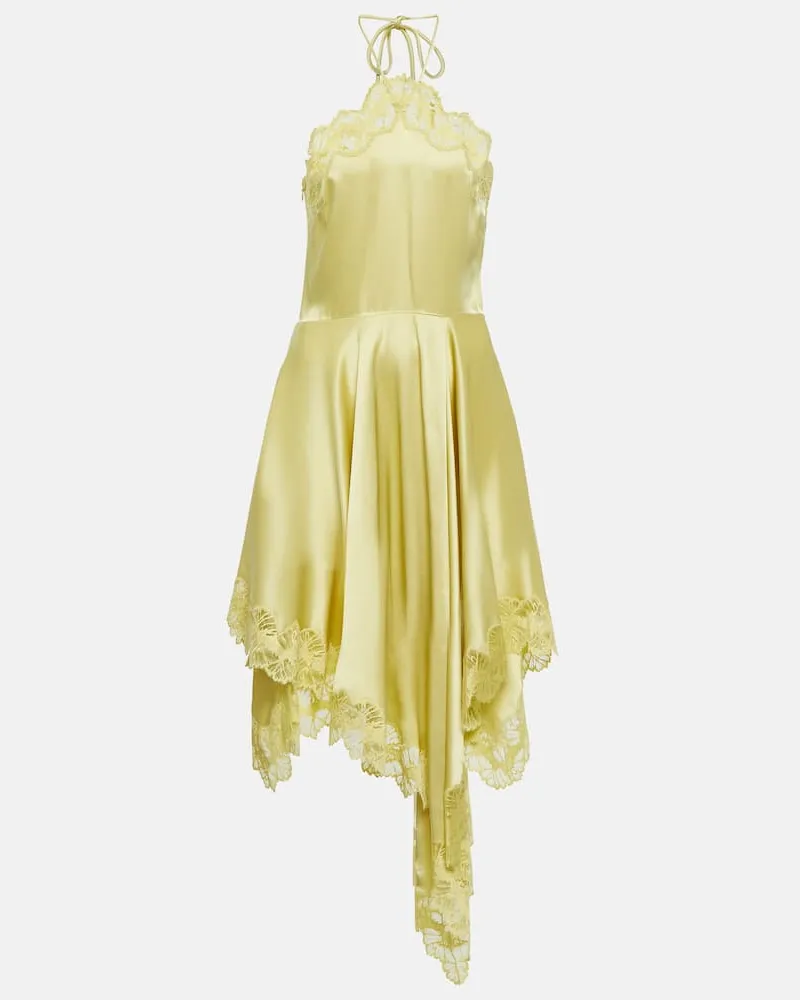 Stella McCartney Midikleid aus Satin und Spitze Grün