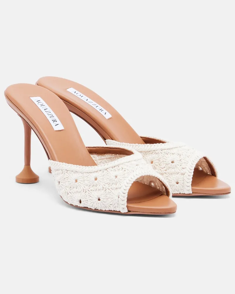 Aquazzura Mules Loom aus Makramee Weiß