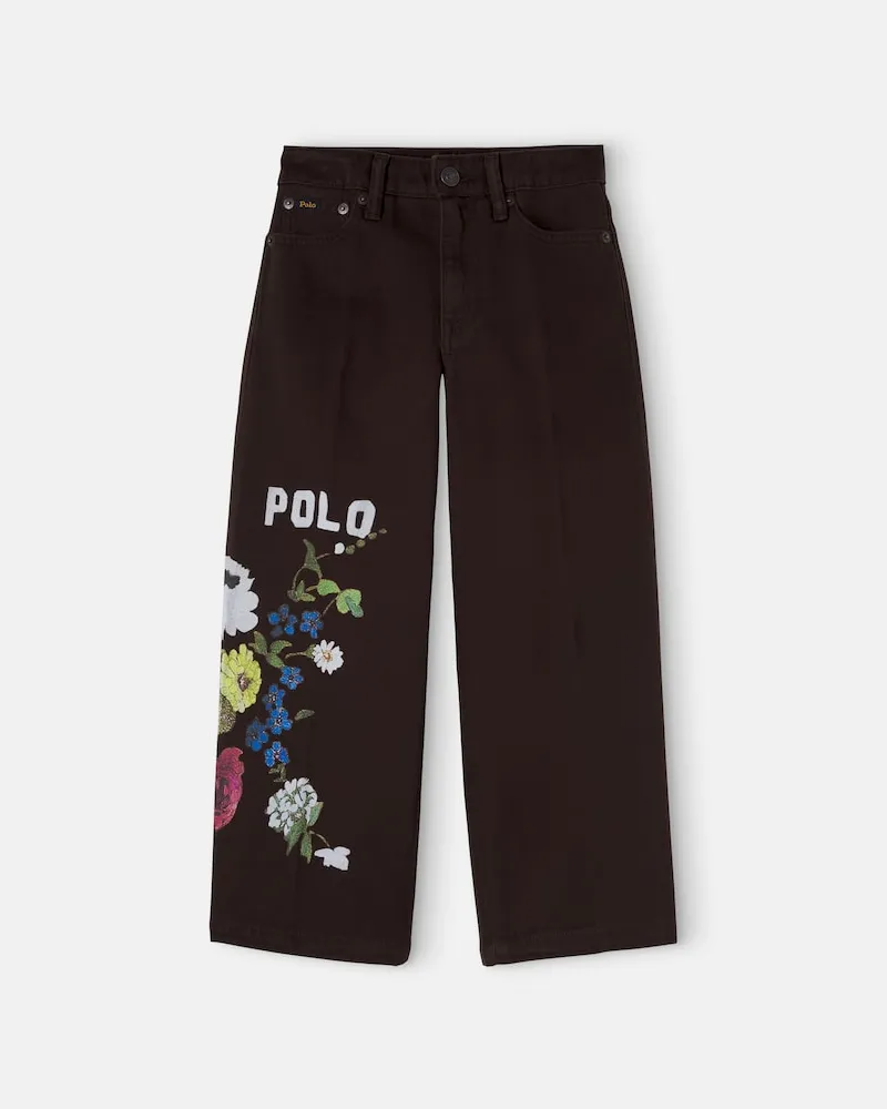 Ralph Lauren Bestickte weite Jeans Braun