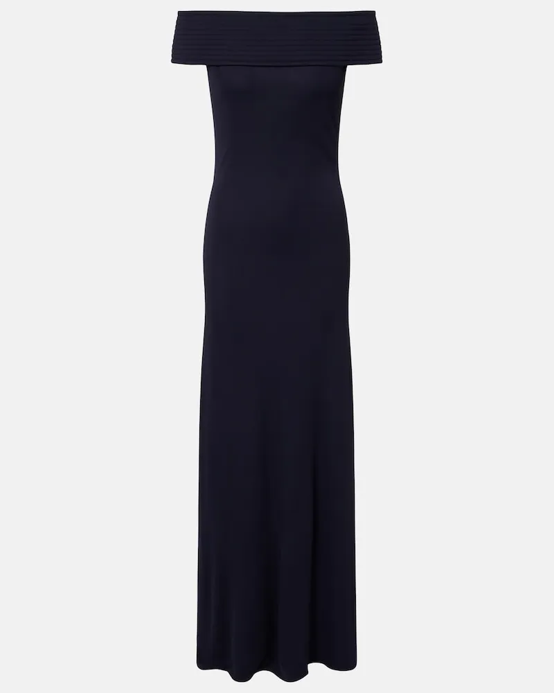 Alaïa Alaïa Off-Shoulder-Maxikleid aus Jersey Blau