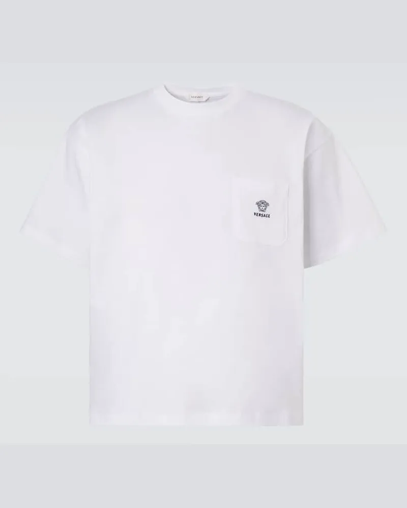 Versace T-Shirt Medusa aus Baumwoll-Jersey Weiß