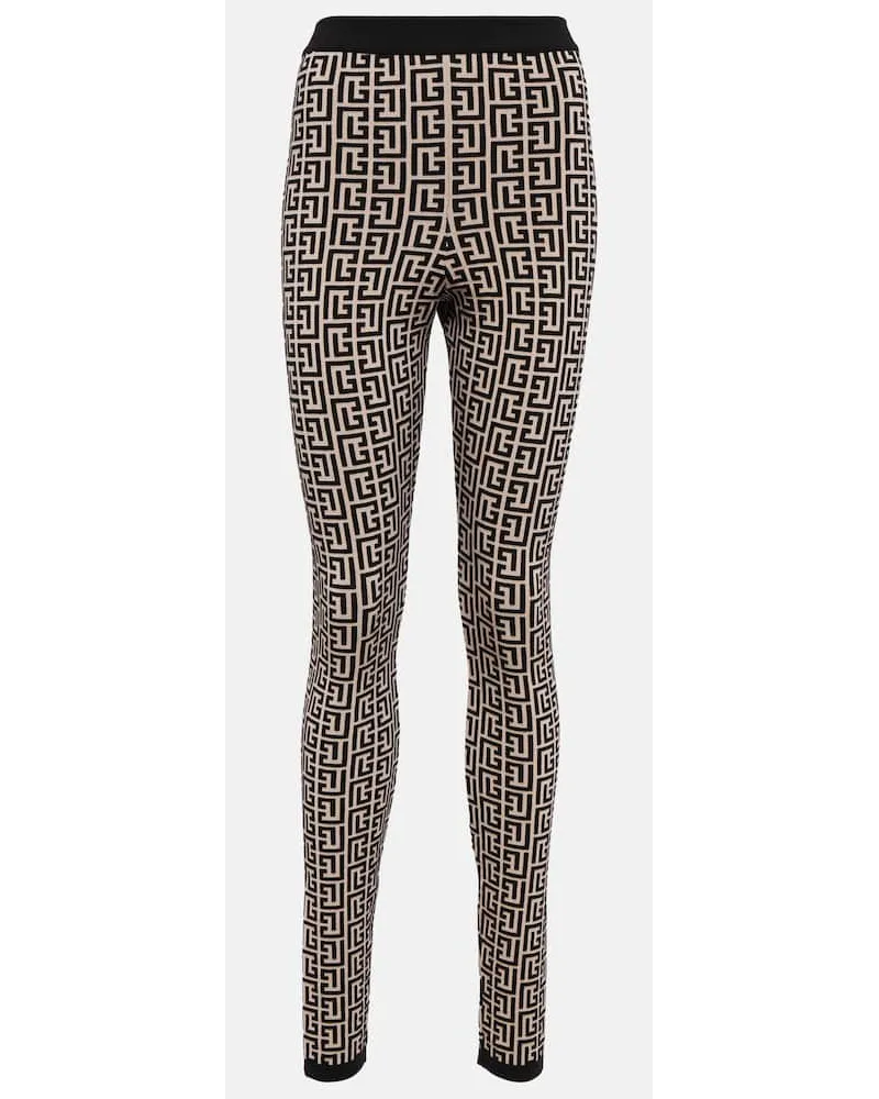 Balmain High-Rise Leggings Monogram Multicolor