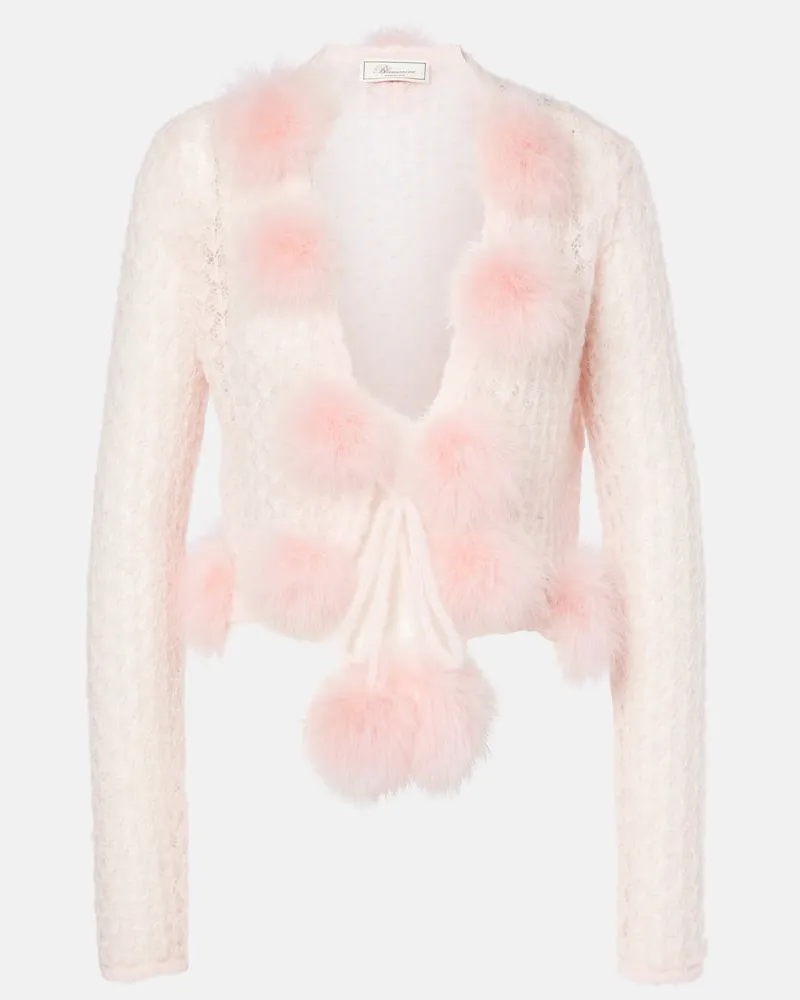 Blumarine Cardigan mit Federn Pink