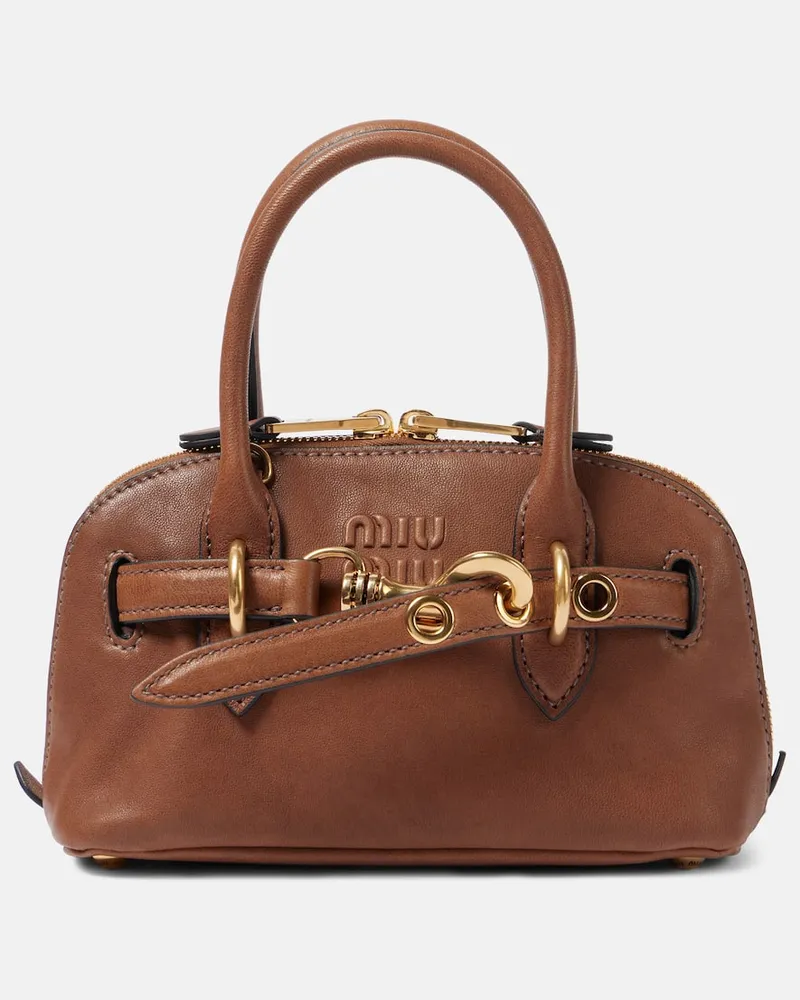 Miu Miu Tote Bag Aventure Small aus Leder Braun