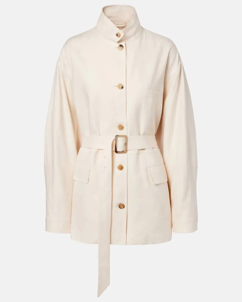 Loro Piana Jacke aus Leinen und Wolle Weiß