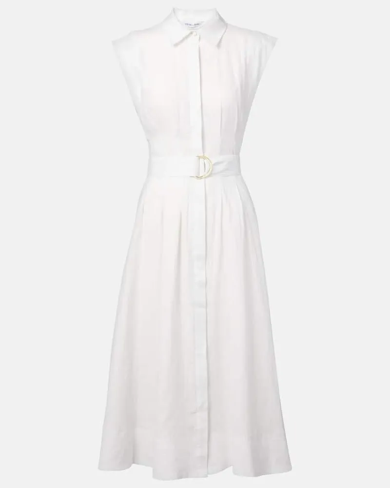 Veronica Beard Midikleid Loreta aus Leinen Weiß