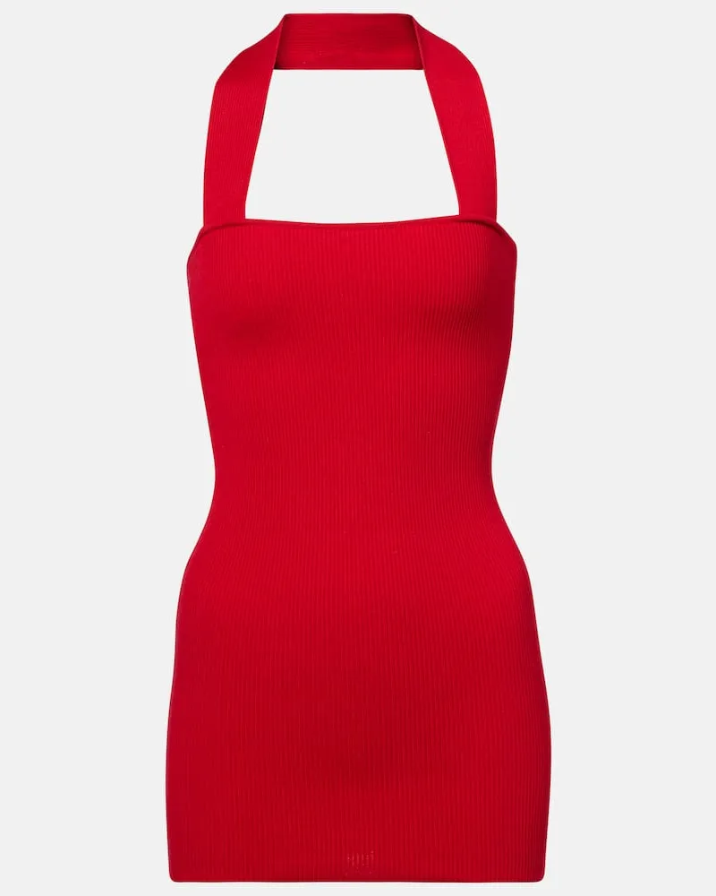 Aya Muse Minikleid aus Rippstrick Rot