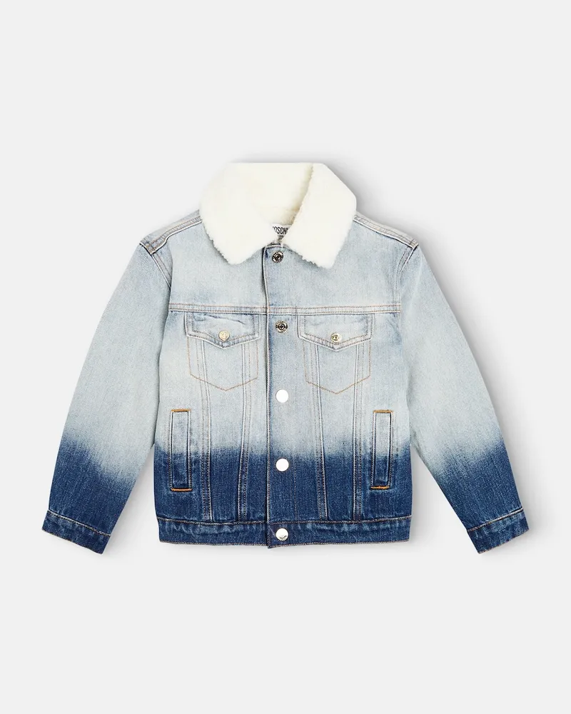Moschino Bestickte Jeansjacke Blau