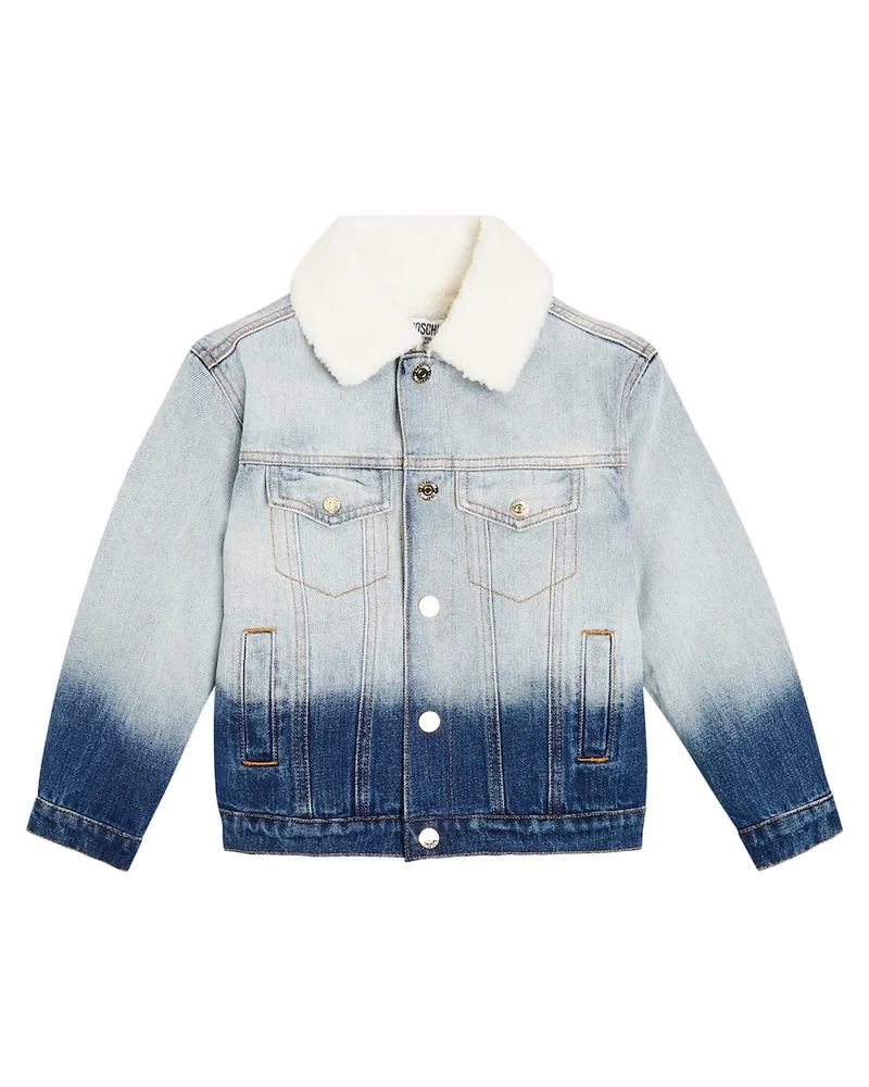 Moschino Bestickte Jeansjacke Blau