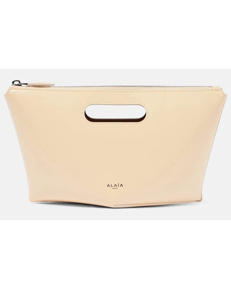 Alaïa Alaia Clutch Folded Mini aus Leder Beige