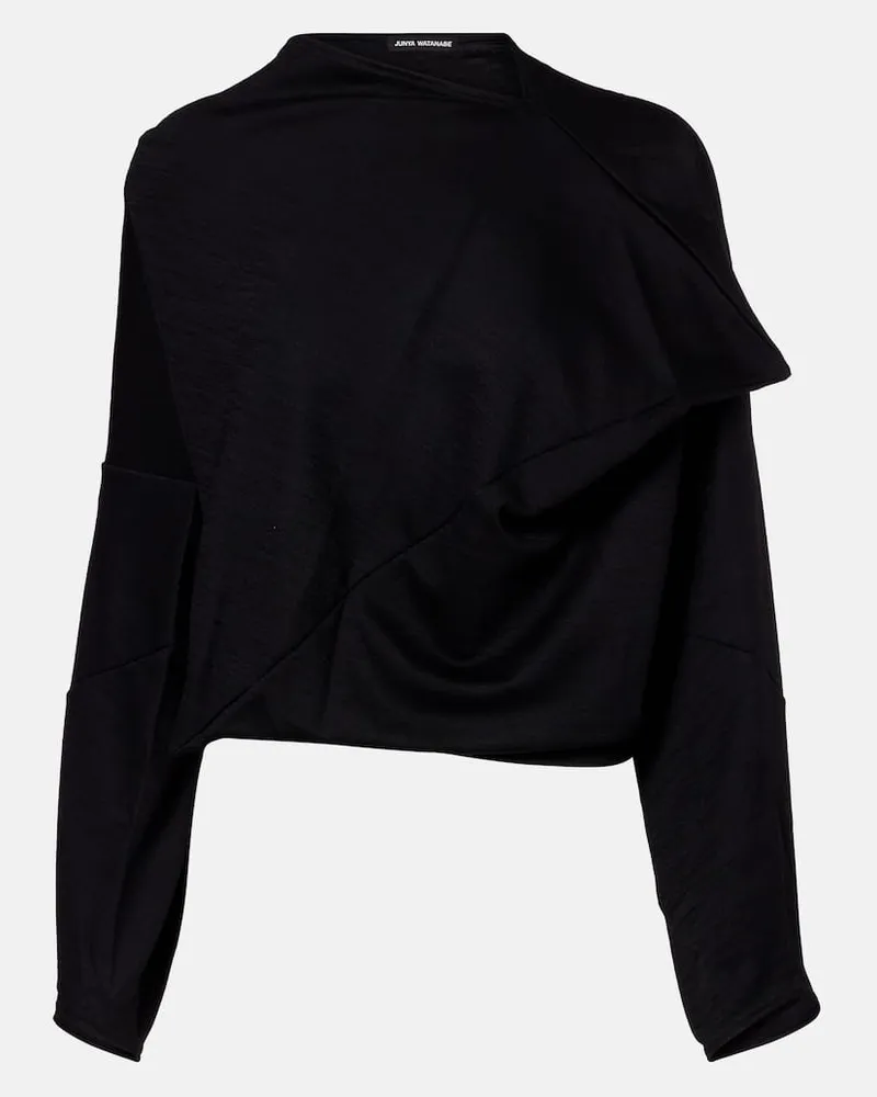Junya Watanabe Cropped-Top aus einem Wollgemisch Schwarz