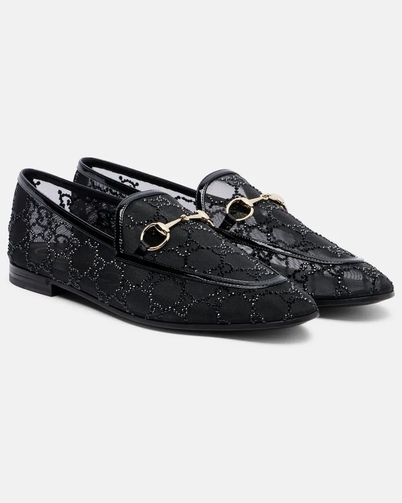 Gucci Loafers Gucci Jordaan GG mit Kristallen Schwarz
