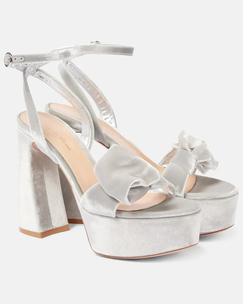 Gianvito Rossi Plateausandalen 70 aus Samt Silber