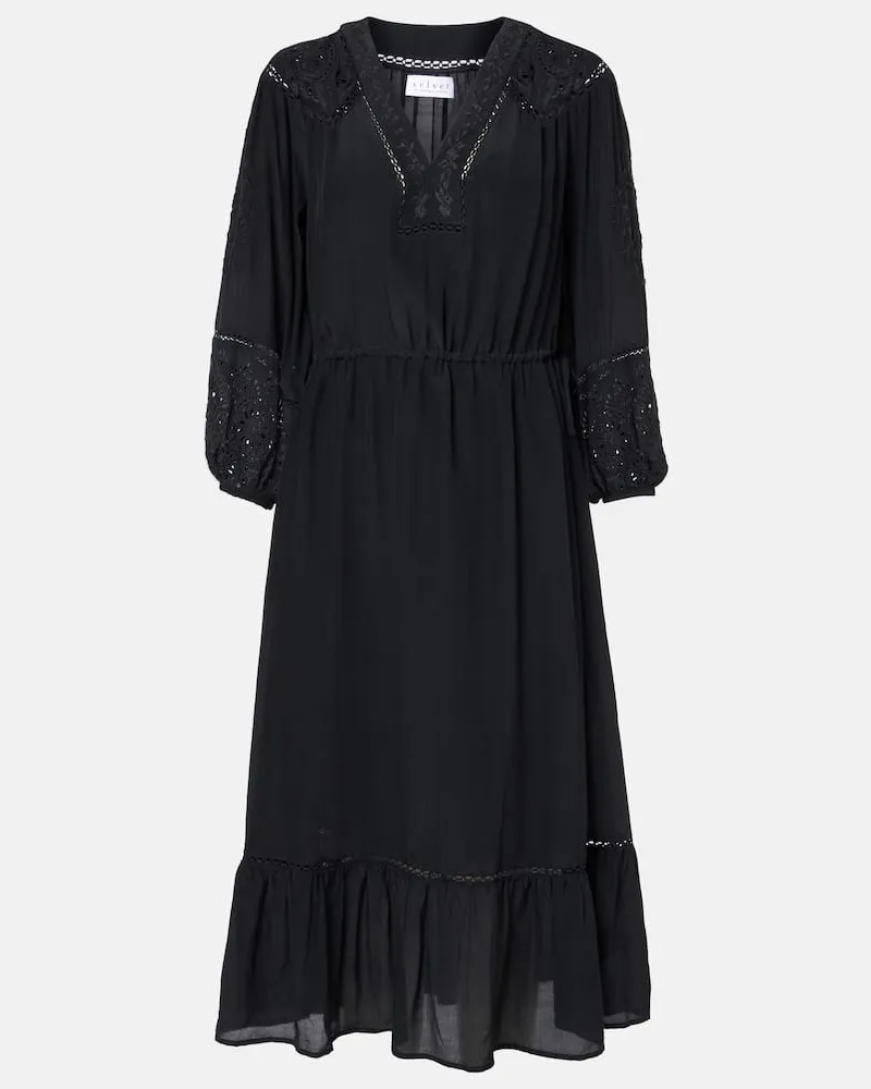 Velvet Midikleid Arina Schwarz