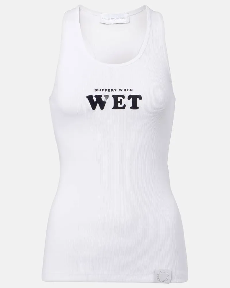 Stella McCartney Bedrucktes Top aus einem Baumwollgemisch Weiß
