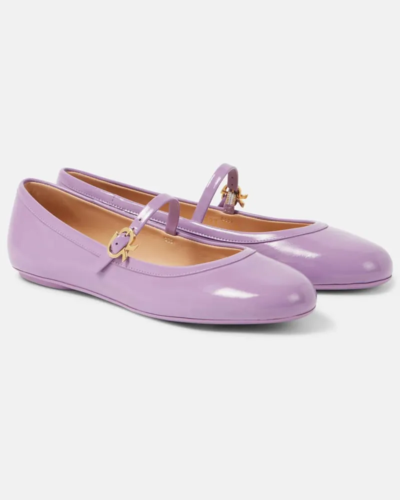 Gianvito Rossi Mary-Jane-Ballerinas Carla aus Lackleder Violett