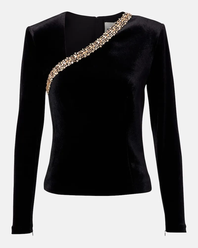 Roland Mouret Top aus Samt mit Kristallen Schwarz