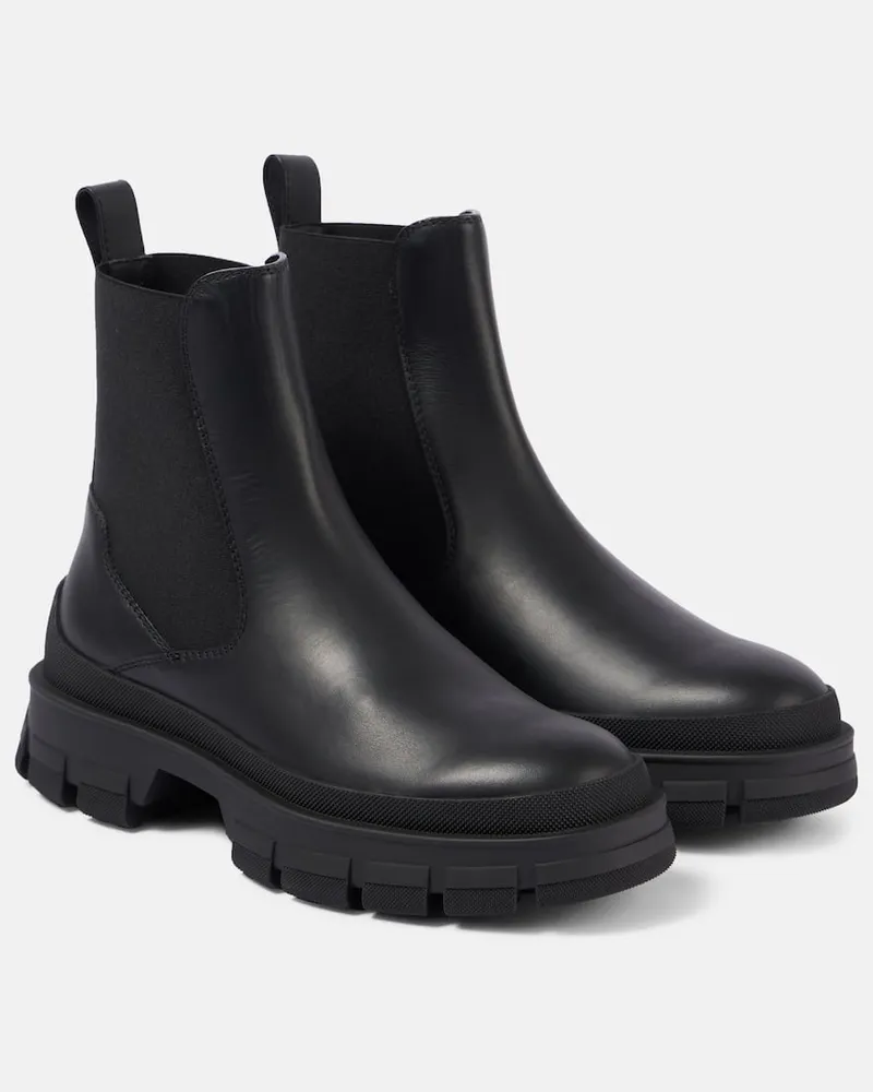 Moncler Chelsea Boots Hevea aus Leder Schwarz