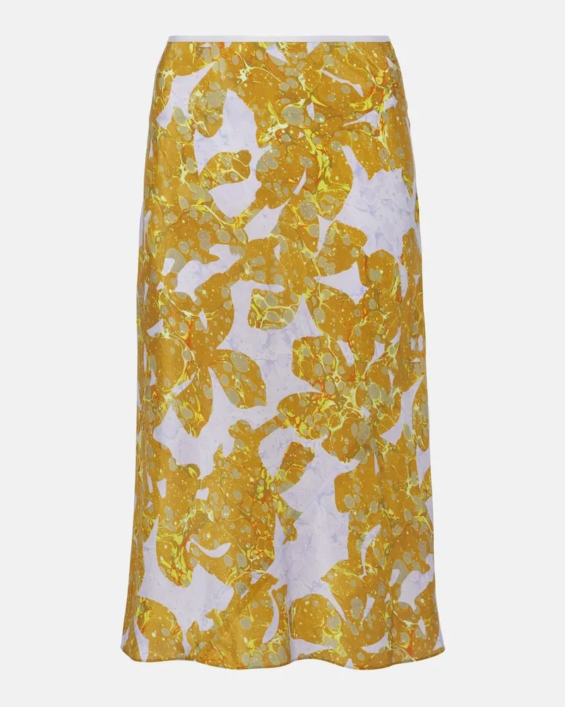 Dries van Noten Bedruckter Midirock aus Seide Multicolor