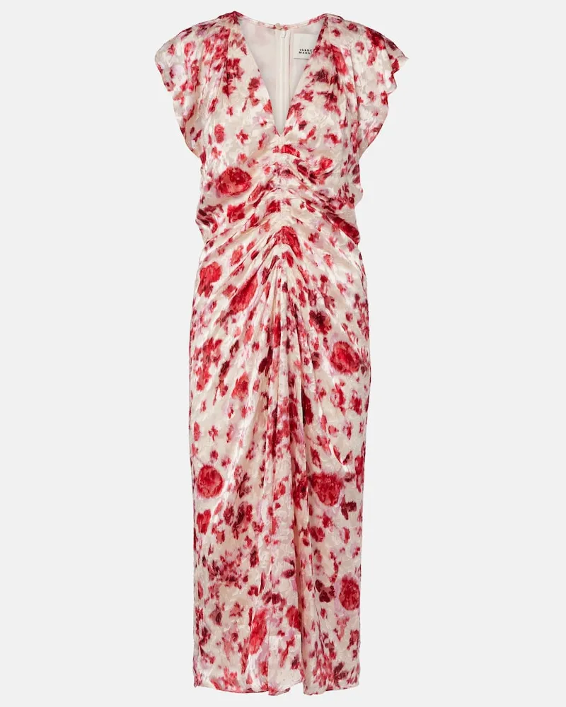 Isabel Marant Midikleid Lindsay aus Jacquard Rosa