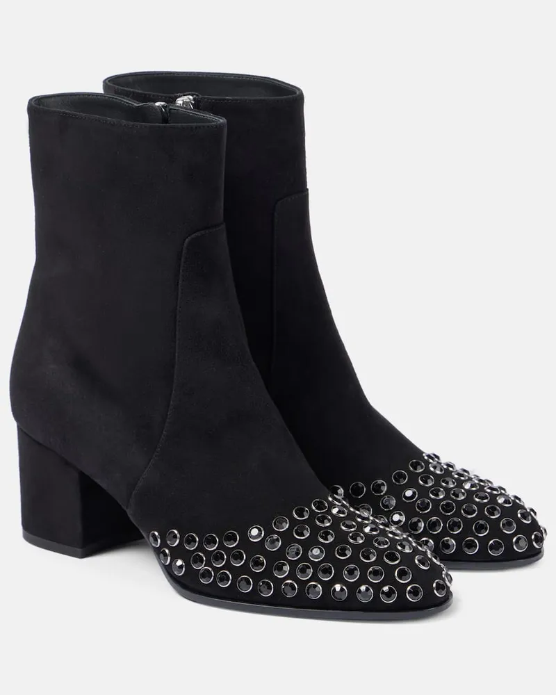 Alaïa Alaïa Verzierte Ankle Boots aus Veloursleder Schwarz