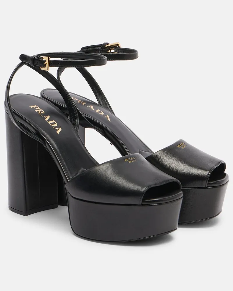 Prada Plateausandalen aus Leder Schwarz