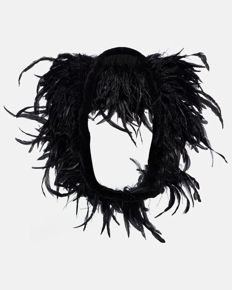 Dolce & Gabbana Stola mit Federn Schwarz