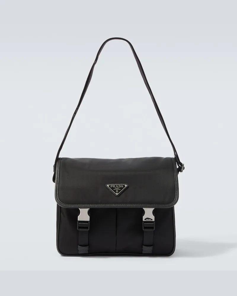 Prada Messenger Bag aus Re-Nylon mit Leder Schwarz