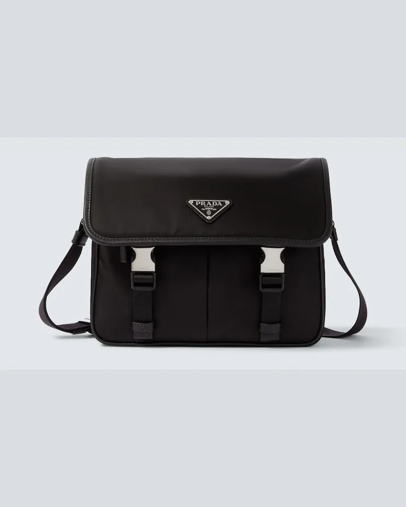 Prada Messenger Bag aus Re-Nylon mit Leder Schwarz