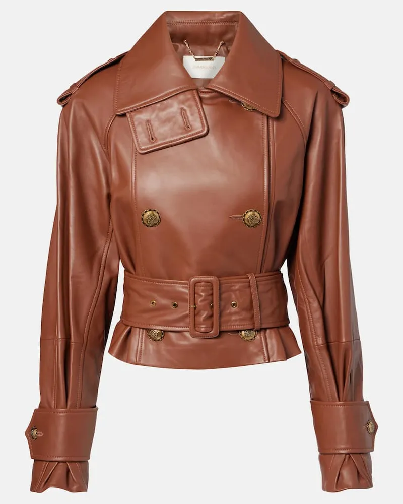 Zimmermann Cropped-Lederjacke Hypnotic Braun