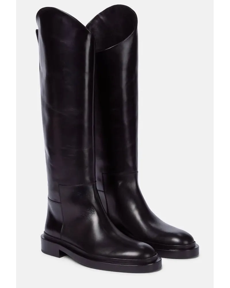 Jil Sander Reitstiefel aus Leder Schwarz